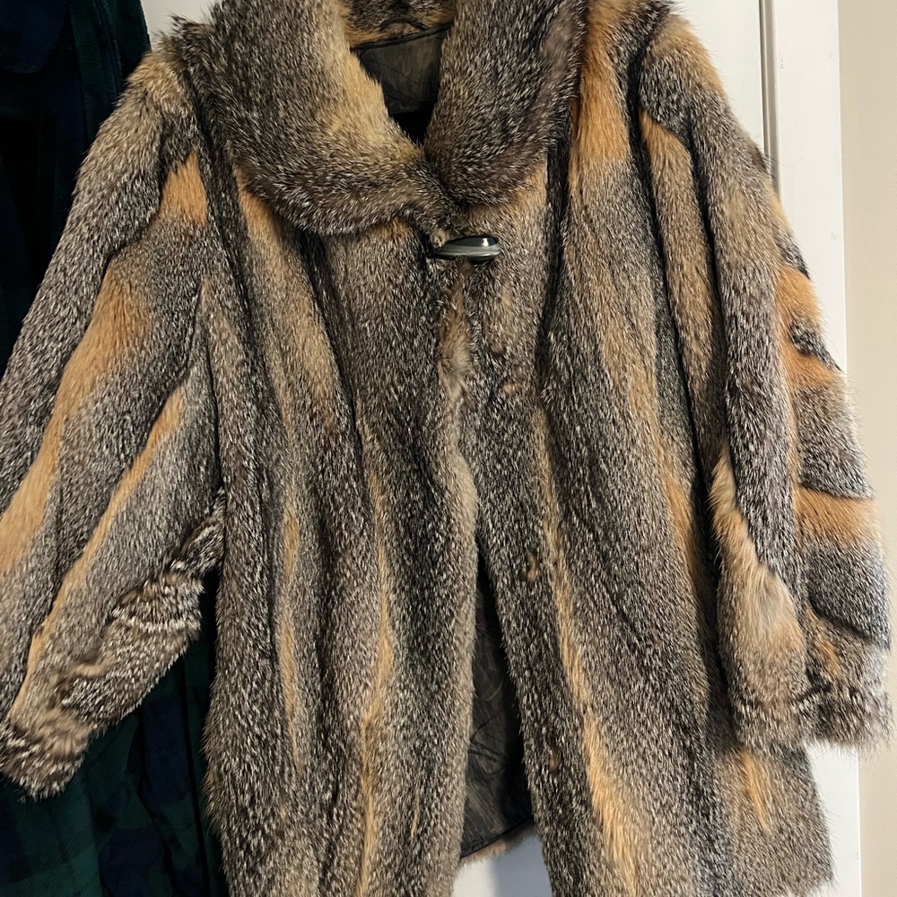 Elegant Natural Grey Fox Fur Women's Coat